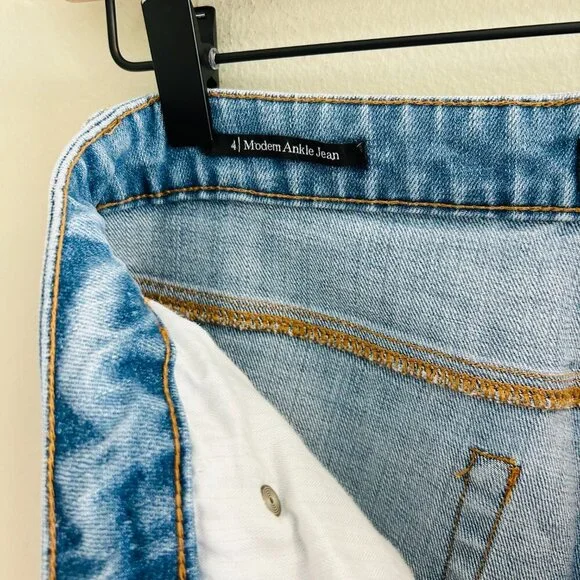 Talbots Modern Ankle Jeans Size 4 Ribbon Tape Sea Glass Wash Straight Leg Blue - Picture 8 of 10